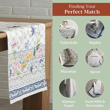 Maison d' Hermine Table Runner 100% Cotton Double Layer Table Runners 108 inches Long Decorative for Home Kitchen Dining Party Baby Shower Wedding Bridal Shower Spring Summer (Faience, 14.50" x 108")