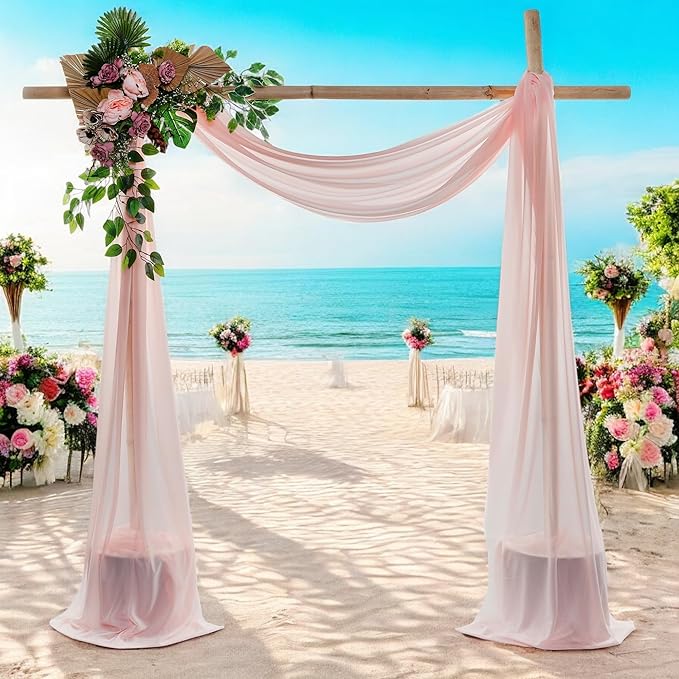 MDS Halloween Chiffon Draping Fabric - 2 Panel, 30" Wide x 75ft Long - Sheer Spooky Arbor & Canopy Drapery for Haunted House Backdrops, Party Ceilings, DIY Costumes & Themed Events - Dusty Rose
