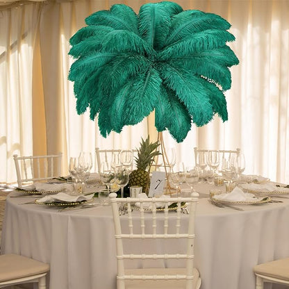 Retrowavy 30 Pcs 18-20 Inch Large Natural Ostrich Feathers Bulk for Centerpieces for Wedding Party Centerpieces Home Decoration Flower Arrangement (Dark Green)