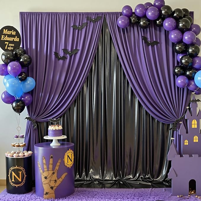 10ft x 10ft Black Glitter Sequin Backdrop Curtain for Parties, Wrinkle Free Sparking Backdrop Drapes, 2 Panels 5x10ft Shimmer Photo Back Drop Cloth for Wedding Birthday Photography Background