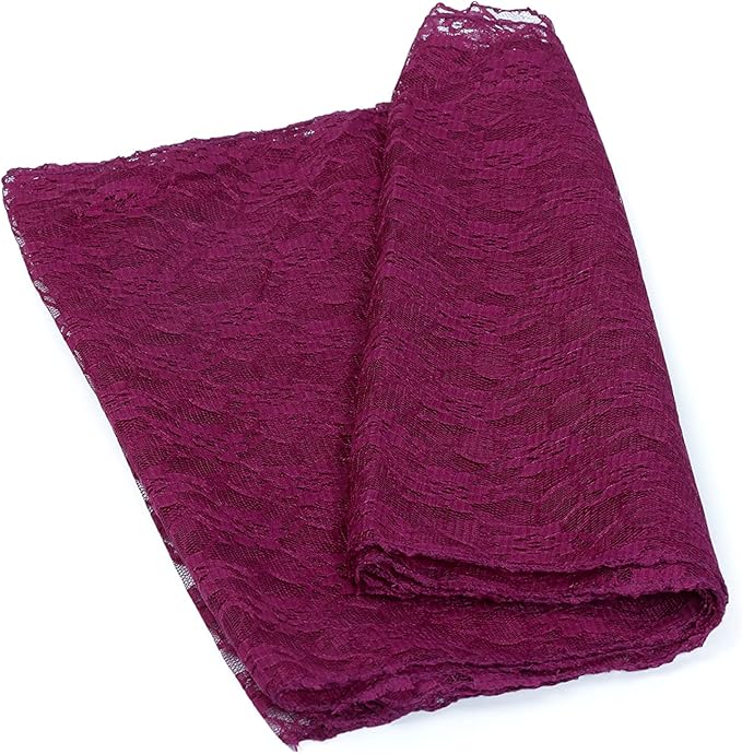 MDS Pack of 20 Wedding 12 x 108 inches Lace Table Runner for Wedding, Decorations for Birthday Parties, Banquets, Graduations, Engagements, and Runners fit Rectangle, Round Table- Eggplant