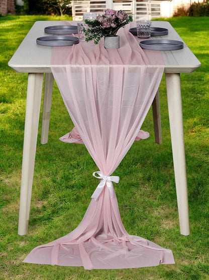 MDS 20 Pack 10ft Chiffon Table Runner 29 x 120 Inches Sheer Wedding Runner Romantic Rustic Table Runner for Wedding Decorations, Birthday Parties, Bridal Shower Party Arch Decor - Blush Pink