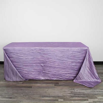 YOUR CHAIR COVERS - 90 x 156 inch Rectangular Crinkle Taffeta Tablecloth - Lavender, Rectangle Table Linens for 8 ft Rectangular Tables, Wedding Crushed Table Cloth