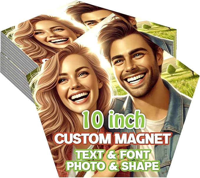 KETABAO – 10" Personalized Car and Refrigerator Pentagon Photo Magnets - Create Customized Photo Magnets for The Office and Kitchen