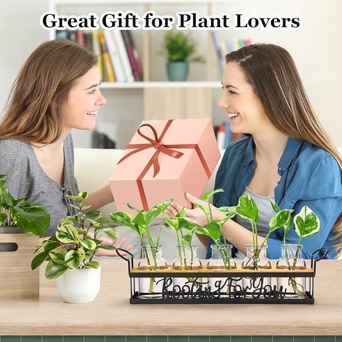 THYGIFTREE Plant Propagation Stations, Mothers Day Plant Lover Gifts for Mom Women Rooting for You Propagate Jars for Hydroponic Cuttings Propagating Vase