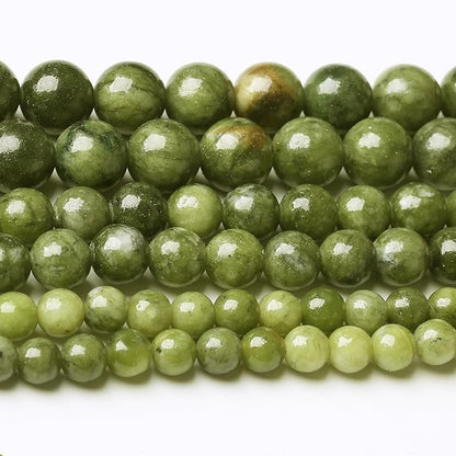 Matcha Green Jade Stone Beads Gemstone Round Crystal Energy Jade Beads Stone Beads for Jewelry Making DIY Bracelet Necklace Jewelry Making 1 Strand 15.5inch 35PCS 10MM