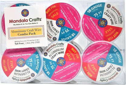 Mandala Crafts 18 Gauge Anodized Aluminum Craft Wire for Jewelry Making - 450 FT Colored Flexible Rose Gold Combo Wire - Bendable for Bonsai Armature Crafting Sculpting