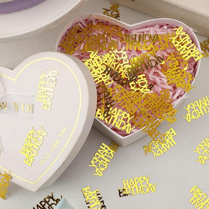 MARFOREVER Gold Happy Birthday Confetti Glitter, Birthday Party Metallic Foil Table Confetti Golden Birthday Cake Balloon Sprinkles Table Centerpiece for Adult Baby Birthday Party Decorations