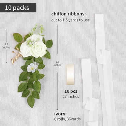 10 Wedding Aisle Decorations for Wedding Ceremony White Wedding Chair Decorations Flowers for Wedding Aisle Decor Church Pew Decorations