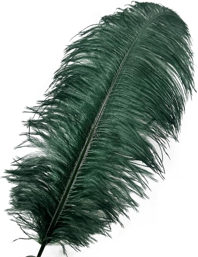 Happy Feather 16-18 inch Blackish Green Ostrich Feathers Craft for Wedding Party Centerpieces Home Decoration DIY Craft Pack of 10