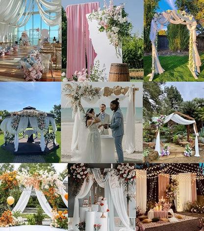 Navy Blue Wedding Arch Draping Fabric 2 Panels 29" x 20 FT Navy Wedding Drapes for Backdrop Sheer Curtain Drapes for Romantic Bridal Baby Shower Ceremony Birthday Party Fall Outdoor Events