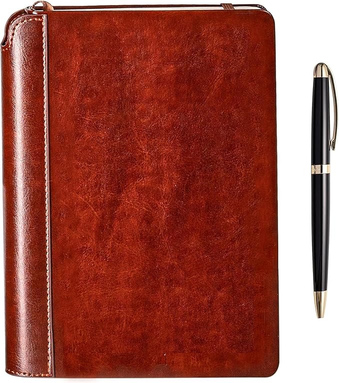 SETTINI® Lined Journal - Classic Journal for Writing Gift Set - Hardcover Vegan Leather, Includes Luxury Pen in a Unique Pen Holder, 192 Pages, 6 x 8.5 inches, Birthday Gift