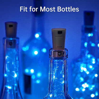 Aluan Wine Bottle Lights with Cork 10 Pack 20 LED Christmas Mini Fairy Lights for Indoor, Waterproof Battery Operated Cork Lights for Liquor Bottles Party Jar Wedding Reception Bar Decoration, Blue