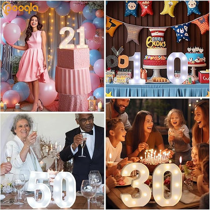 Pooqla 70th Birthday Decoration for Woman Man, Decorative LED Light Up Numbers, Marquee Numbers 70 Sign for Party Backdrop 70th Wedding Anniversary Decor, Warm White and Cool White Number 70