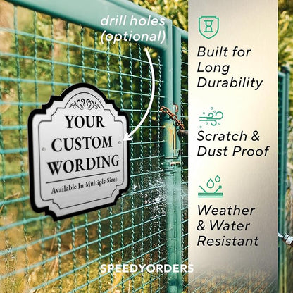 Personalized Outdoor Metal Sign - Customized Driveway Sign, Waterproof, Design 2Metalic Silver 18x18 In