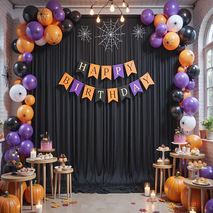 10x12ft Wrinkle Free Black Backdrop Curtain for Wedding Parties, 2 Panels 5×12 ft Long Soft Silky Polyester Fabric Backdrop Drapes Black Photo Back Drop Curtains for Party Photography Background Cloth