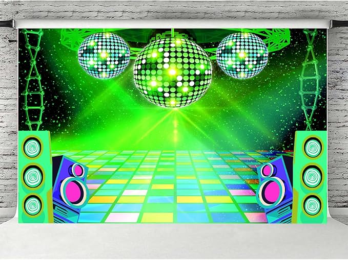 Dance Party Backdrop Retro 80s 90s Theme Stage Dance Ball Music Birthday Party Decoration DJ Photography Background 5 x 3 ft for Baby Shower Picture Photo Shoot Polyester Fabric,Purple