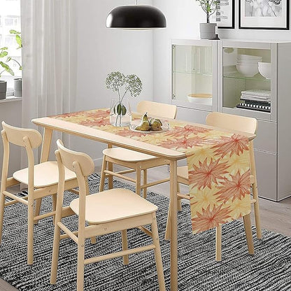 Autumn Chrysanthemum Table Runner, Vintage Modern Geometric Floral Boho Table Runner for Kitchen Dining Bedroom Living Room Table Decor for Indoor Outdoor Home Party, 13x108 Inch