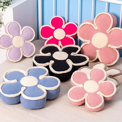 Soft Flower Shaped Floor Cushion, Plush Decorative Throw Pillow, Cute Seating Cushion, Room Decor Pillow for Sofa Couch Bed (13.7 Inch, Black)