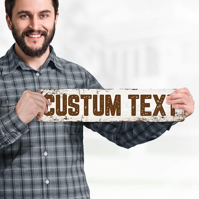 Custom Sign, Custom Street Sign, 11 Font Colors, 13 Font Styles, 4 Hole Options, 22 Sizes, 4x18 Inches, Rust Free DiBound, Fade Resistant, Made in USA by My Sign Center (Rustic)