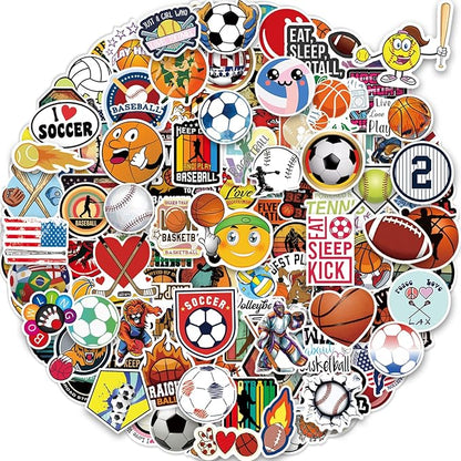 300 Pcs Sport Stickers for Kids, Sport Water Bottle Stickers, Vinyl Waterproof Laptop Sticker for Water Bottle, Bulk Sticker Packs for Boys Kids Classroom Prizes for Elementary Students