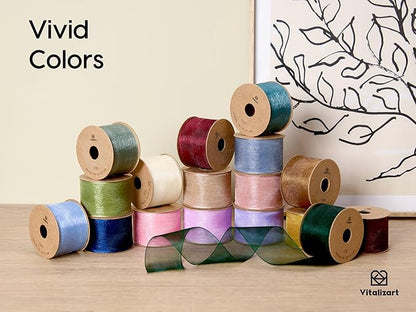 Vitalizart 1.5" x 45 Yards Organza Ribbon Pastel Color 9 Rolls x 5 Yd Sheer Ribbon for Gift Wrapping Crafts Christmas Tree Bows Wedding Invitations Wreaths Party Decor Bouquet DIY Projects
