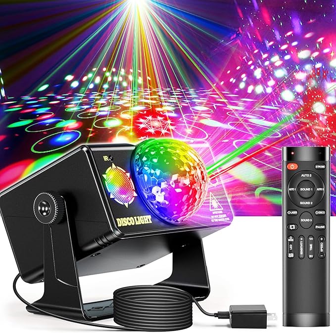 Party Lights, DJ Disco Light Disco Ball Light Sound Activated Strobe Stage Lights for Parties Birthday Christmas Gift Wedding Karaoke KTV Bar Club Pub Dance Home Room Halloween Decorations