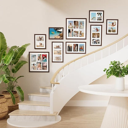 Vittanly 11x14 Collage Picture Frame, Displays 5Pcs 4x6 Pictures with Mat, Picture Frames Collage Wall Decor, Brown, 1 Pack