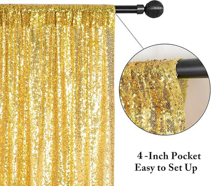 Eternal Beauty Gold Sequin Backdrop, 5x7 Ft Glitter Background Curtains for Shimmer Photography Party Wedding Birthday Back Drop Decor