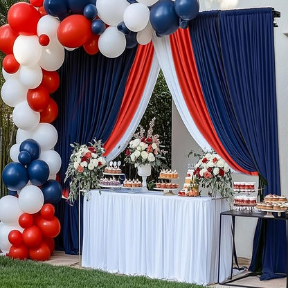 60×12ft Navy Blue Wrinkle Free Backdrop Curtain for Wedding Parties, 12 Panels 5×12ft Long Soft Silky Polyester Backdrop Drapes Photo Back Drop Curtains for Birthday Photography Background Cloth