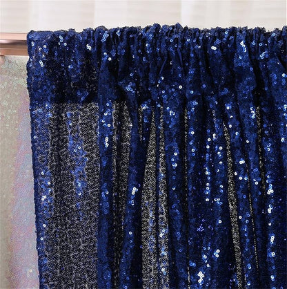 Eternal Beauty Navy Blue Sequin Backdrop, 5x7 Ft Glitter Background Curtains for Shimmer Photography Party Wedding Birthday Independence Day Back Drop Decor
