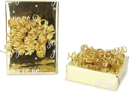 6" Metallic Gold Christmas Curly Ribbon Bows for Gift Wrapping Self Adhesive Gift Bows for Holiday Decor, Baskets, Birthday, Wedding, Presents, Party Favors Decorations 6 Counts