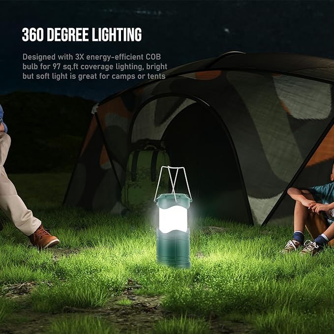 Lichamp LED Camping Lantern, 4 Pack Battery Powered Flashlight for Power Outages, Portable Collapsible Hanging Light Essential for Home, Outdoor, Emergency Lamp Survival Kit Gear for Hurricane, C5