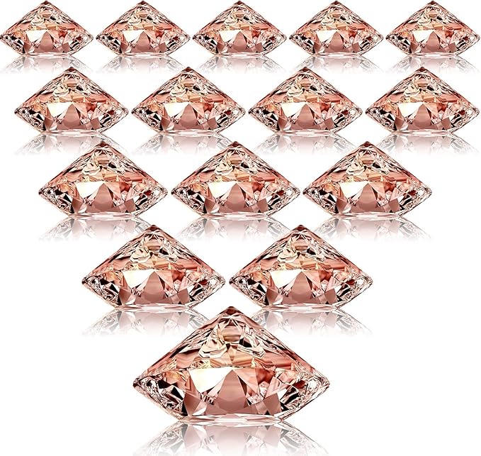 Boao 24 Pack Diamond Place Card Holders Acrylic Table Number Holder Card Stands Crystal Diamond Party Decorations Favor for Weddings Home Table(Rose Gold)