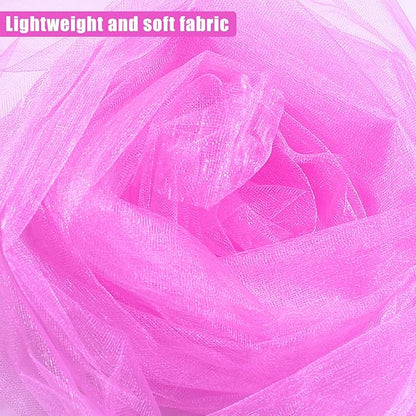 Crystal Organza Tulle Sheer Fabric Backdrop Curtains for Wedding Baby Shower Birthday Party Event Decor, 19” by 30 Yard (Rose)