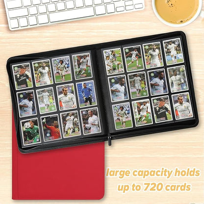 Trading Card Binder 12 Pocket, 720 Pockets Card Binders, Card Collection Binder, Card Album Folder for MTG, TCG, Sports Cards, Game Cards (Red)