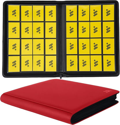 Premium 1000+ Pockets Card Binder,16 Pockets Trading Card Binder Ringless Side Loading Trading Card Album Folder for TCG -Red
