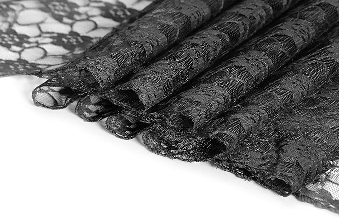 MDS Pack of 15 Wedding 12 x 108 inches Lace Table Runner for Wedding, Decorations for Birthday Parties, Banquets, Graduations, Engagements, and Runners fit Rectangle, Round Table- Black
