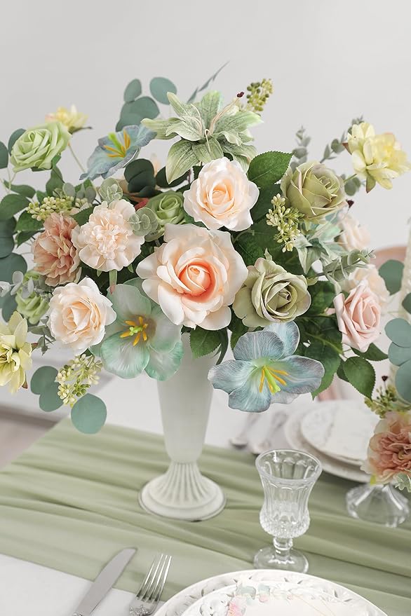 Serra Flora Artificial Flower Combo Fake Peony Rose Silk Flowers for DIY Wedding Bridal Bouquet Centerpieces Arrangements Party Decorations