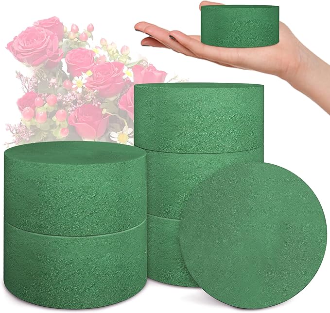 6 Packs Round Floral Foam Blocks，3'' Large Dry Floral Foam for Artificial Flowers,Flower Foam Blocks for Wedding Aisle Flowers Party Decoration