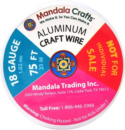 Mandala Crafts 18 Gauge Anodized Aluminum Craft Wire for Jewelry Making - 450 FT Colored Flexible Silver Black Wire - Bendable for Bonsai Armature Crafting Sculpting