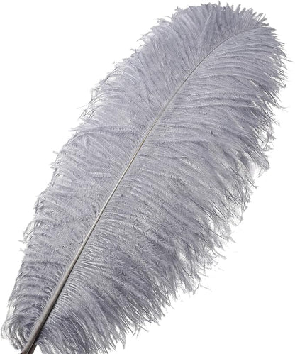 Larryhot Natural Ostrich Feathers for Vase - 16-18 inch 10pcs for Wedding Party Centerpieces,Flower Arrangement and Home Decorations (Gray)