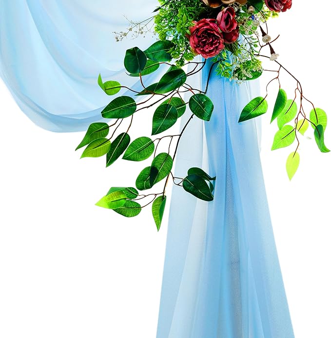 VDS Pack of 1 Panel (30 Inch X 40 Feet) Wedding Arch Draping Fabric Sheer Chiffon Fabric Drapery for Wedding Ceremony Reception Swag Backdrop Canopy Chuppah ARBO Altars Decoration (Turquoise)