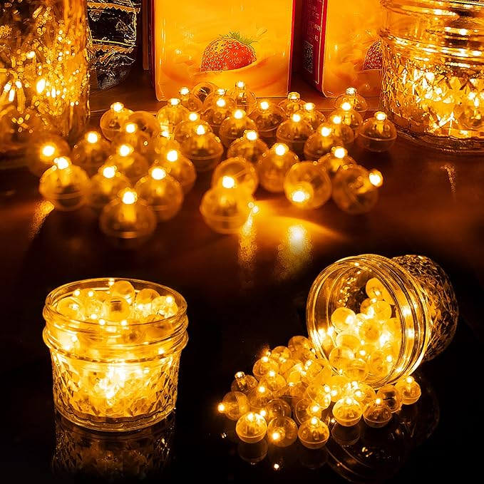 Aogist 200pcs Orange Balloon Light,Long Standby Time Waterproof Mini Ball Light,Round LED Flash Lamp for Paper Lantern Balloon Party,Wedding,Birthday,Festival,New Year and Christmas Decorative