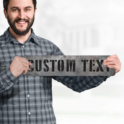 Custom Sign, Custom Street Sign, 11 Font Colors, 13 Font Styles, 4 Hole Options, 22 Sizes, 4x18 Inches, Rust Free DiBound, Fade Resistant, Made in USA by My Sign Center (Grunge Metal)