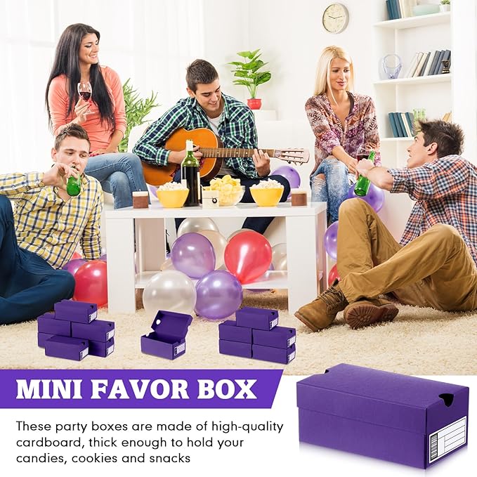 12 Sets Mini Shoe Gifts Boxes for Party Favors 4.7 x 2.5 x 2 Inch Sports Mini Sneaker Box with Editable Label for Candies Cookies Snacks (Purple, 4.7 x 2.5 x 2 Inch)