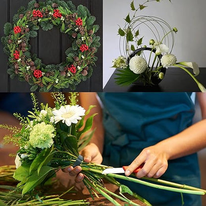 Floral Wire, 110 Yards 22 Gauge Green Florist Wires, Flexible Green Wire Paddle Wires for Crafts, Christmas Wreaths Tree, Garland and Floral Flower Arrangements
