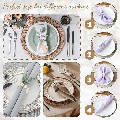100pcs Pearl Napkin Rings Imitation Pearl Ring Napkins Holder Universal Napkins Holders Pearls Napkin Rings for Cloth Napkins for Wedding Party Dinner Table Decor and Daily Use
