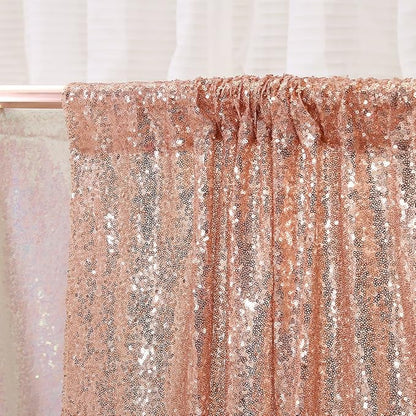 Poise3EHome Sequin Backdrop Curtain, 10Ft x 10Ft Rose Gold Glitter Photography Background Curtains, Sequence Xmas Thanksgiving Backdrop Drapes Decor