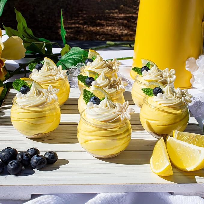 48 Pack 3 oz. Sphere Mini Dessert Cups With Spoons Parfait Professional-Grade Recyclable Clear Disposable Plastic Fishbowl for Parfait Desserts, Events, and Parties CMJJ